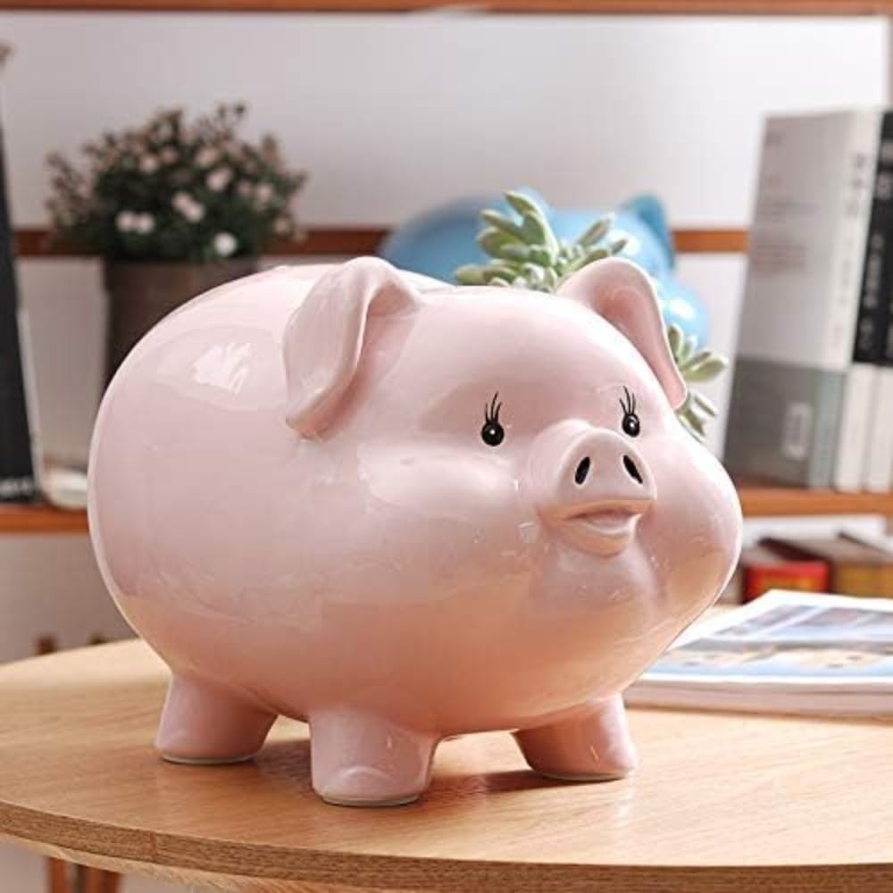 最終値下げ　レア品　マスターズ　陶器製貯金箱 Amazon.co.jp: 貯金箱 あけられない 豚 500円玉 札 硬貨 陶磁器